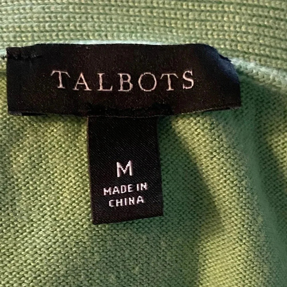 TALBOTS EUC WOMENS TOP SHIRT SWEATER TIE DYE GREEN TSHIRT WHITE SIZE M - Picture 3 of 3